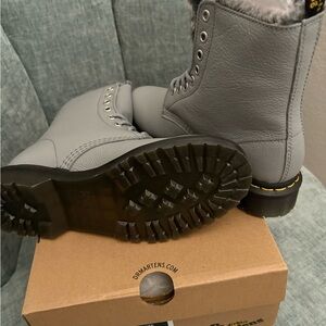 Dr. Martens Light Gray Leather Boots